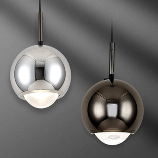 ZOWALA - Modern Black Round Metal Globe Pendant Light Bedroom Image - 13