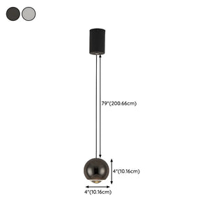 ZOWALA - Modern Black Round Metal Globe Pendant Light Bedroom #size