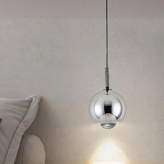 ZOWALA - Modern Black Round Metal Globe Pendant Light Bedroom Image - 3