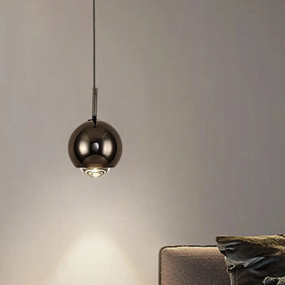 ZOWALA - Modern Black Round Metal Globe Pendant Light Bedroom Image - 4