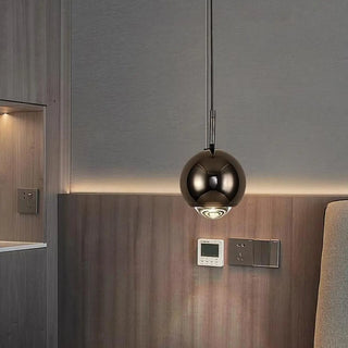 ZOWALA - Modern Black Round Metal Globe Pendant Light Bedroom Image - 5
