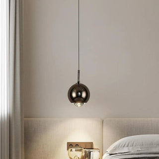 ZOWALA - Modern Black Round Metal Globe Pendant Light Bedroom Image - 6