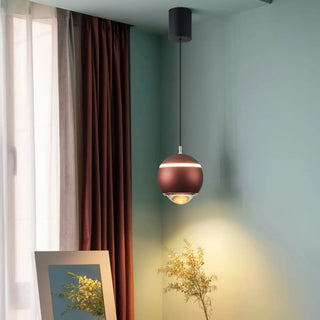 Modern Red Globe Bedroom Pendant Light Glass Shade Zawala Image - 2
