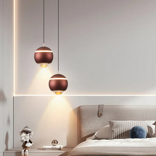 Modern Red Globe Bedroom Pendant Light Glass Shade Zawala Image - 4