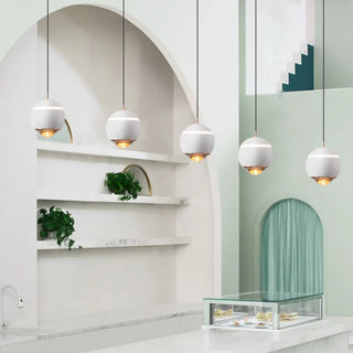 Modern Red Globe Bedroom Pendant Light Glass Shade Zawala Image - 5