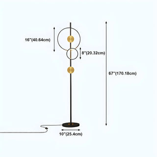 2-Light Artistic Circular Acrylic and Metal Floor Lamp Zawala #size