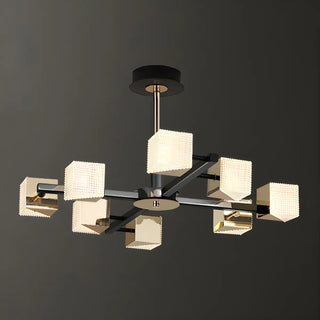 Acrylic Cube LED Black Metal Living Room Chandelier Image - 10