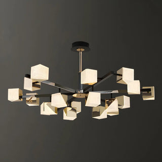 Acrylic Cube LED Black Metal Living Room Chandelier Image - 12
