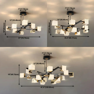 Acrylic Cube LED Black Metal Living Room Chandelier #size
