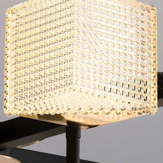 Acrylic Cube LED Black Metal Living Room Chandelier Image - 4