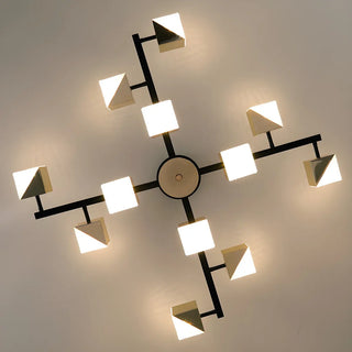Acrylic Cube LED Black Metal Living Room Chandelier Image - 7