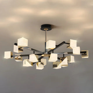 Acrylic Cube LED Black Metal Living Room Chandelier Image - 9
