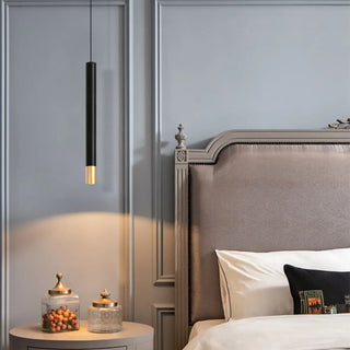 ZOWALA - Modern Black and Gold Cylindrical Bedroom Pendant Light Image - 4