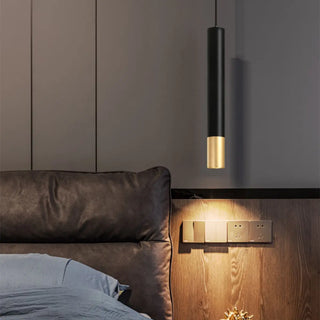 ZOWALA - Modern Black and Gold Cylindrical Bedroom Pendant Light Image - 5