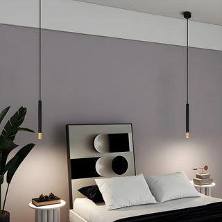 ZOWALA - Modern Black and Gold Cylindrical Bedroom Pendant Light Image - 7
