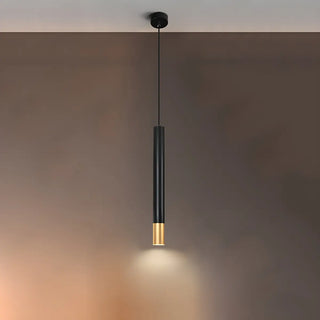 ZOWALA - Modern Black and Gold Cylindrical Bedroom Pendant Light Image - 8