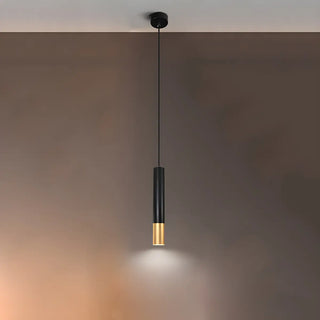 ZOWALA - Modern Black and Gold Cylindrical Bedroom Pendant Light Image - 9