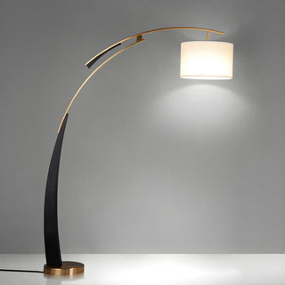 White Cylinder Shade Modern Gold Arc Floor Lamp Zawala Image - 11