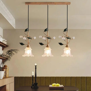 ZOWALA - Modern Clear Glass Flower Round Bedroom Pendant Light Image - 1