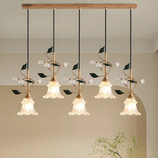 ZOWALA - Modern Clear Glass Flower Round Bedroom Pendant Light Image - 11