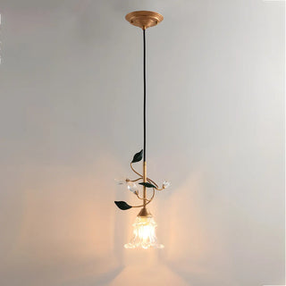 ZOWALA - Modern Clear Glass Flower Round Bedroom Pendant Light Image - 12