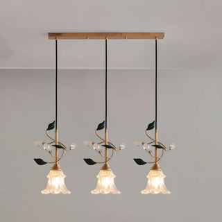 ZOWALA - Modern Clear Glass Flower Round Bedroom Pendant Light Image - 13