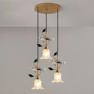 ZOWALA - Modern Clear Glass Flower Round Bedroom Pendant Light Image - 14