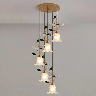 ZOWALA - Modern Clear Glass Flower Round Bedroom Pendant Light Image - 15