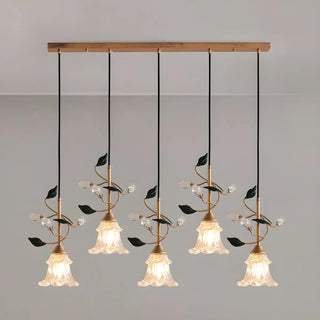 ZOWALA - Modern Clear Glass Flower Round Bedroom Pendant Light Image - 16