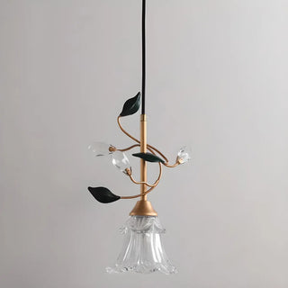 ZOWALA - Modern Clear Glass Flower Round Bedroom Pendant Light Image - 17