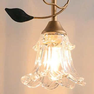 ZOWALA - Modern Clear Glass Flower Round Bedroom Pendant Light Image - 18