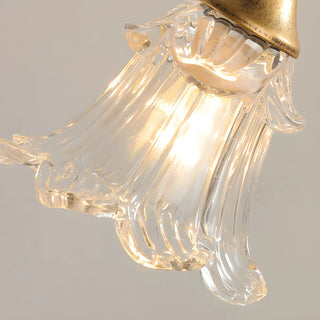 ZOWALA - Modern Clear Glass Flower Round Bedroom Pendant Light Image - 19