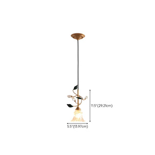 ZOWALA - Modern Clear Glass Flower Round Bedroom Pendant Light #size