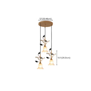 ZOWALA - Modern Clear Glass Flower Round Bedroom Pendant Light Image - 22