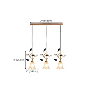 ZOWALA - Modern Clear Glass Flower Round Bedroom Pendant Light Image - 23