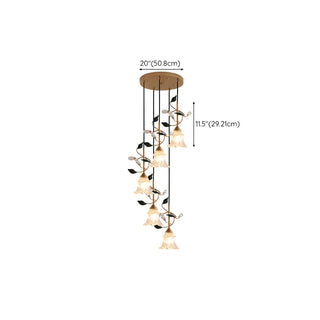ZOWALA - Modern Clear Glass Flower Round Bedroom Pendant Light Image - 24