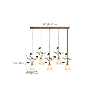 ZOWALA - Modern Clear Glass Flower Round Bedroom Pendant Light Image - 25