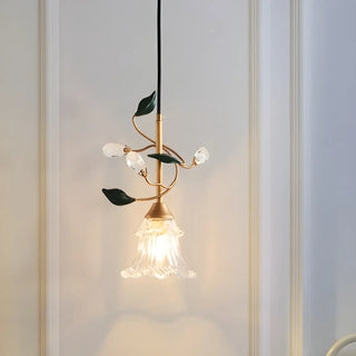ZOWALA - Modern Clear Glass Flower Round Bedroom Pendant Light Image - 7