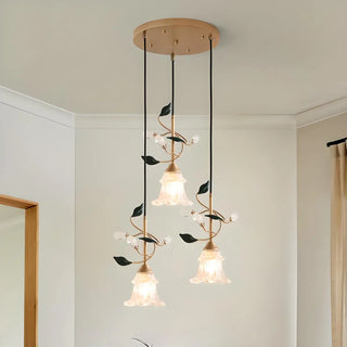ZOWALA - Modern Clear Glass Flower Round Bedroom Pendant Light Image - 9