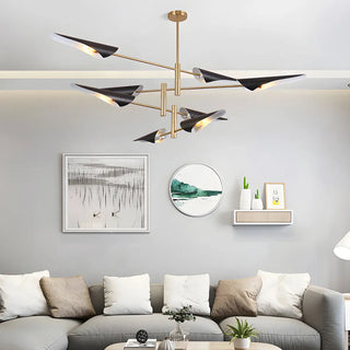 ZOWALA - Modern Black Gold Metal 8-Light Chandelier Image - 1