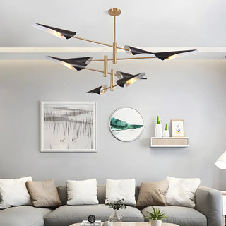ZOWALA - Modern Black Gold Metal 8-Light Chandelier Image - 10