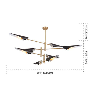 ZOWALA - Modern Black Gold Metal 8-Light Chandelier #size