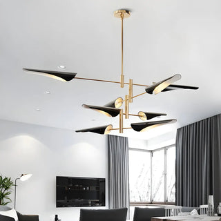 ZOWALA - Modern Black Gold Metal 8-Light Chandelier Image - 3