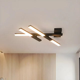 Large Black Intersected LED Flush Mount Ceiling Light Zawala Image - 1