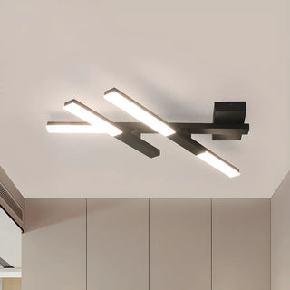 Large Black Intersected LED Flush Mount Ceiling Light Zawala Image - 2
