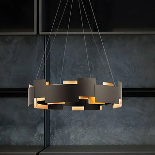 ZOWALA - Modern Black Iron Round Chandelier Image - 10