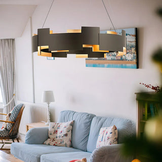 ZOWALA - Modern Black Iron Round Chandelier Image - 11