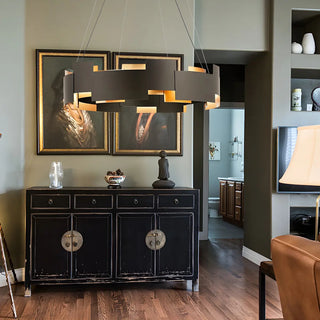 ZOWALA - Modern Black Iron Round Chandelier Image - 12