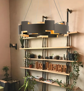ZOWALA - Modern Black Iron Round Chandelier Image - 14