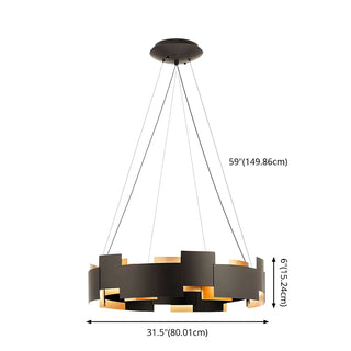 ZOWALA - Modern Black Iron Round Chandelier #size